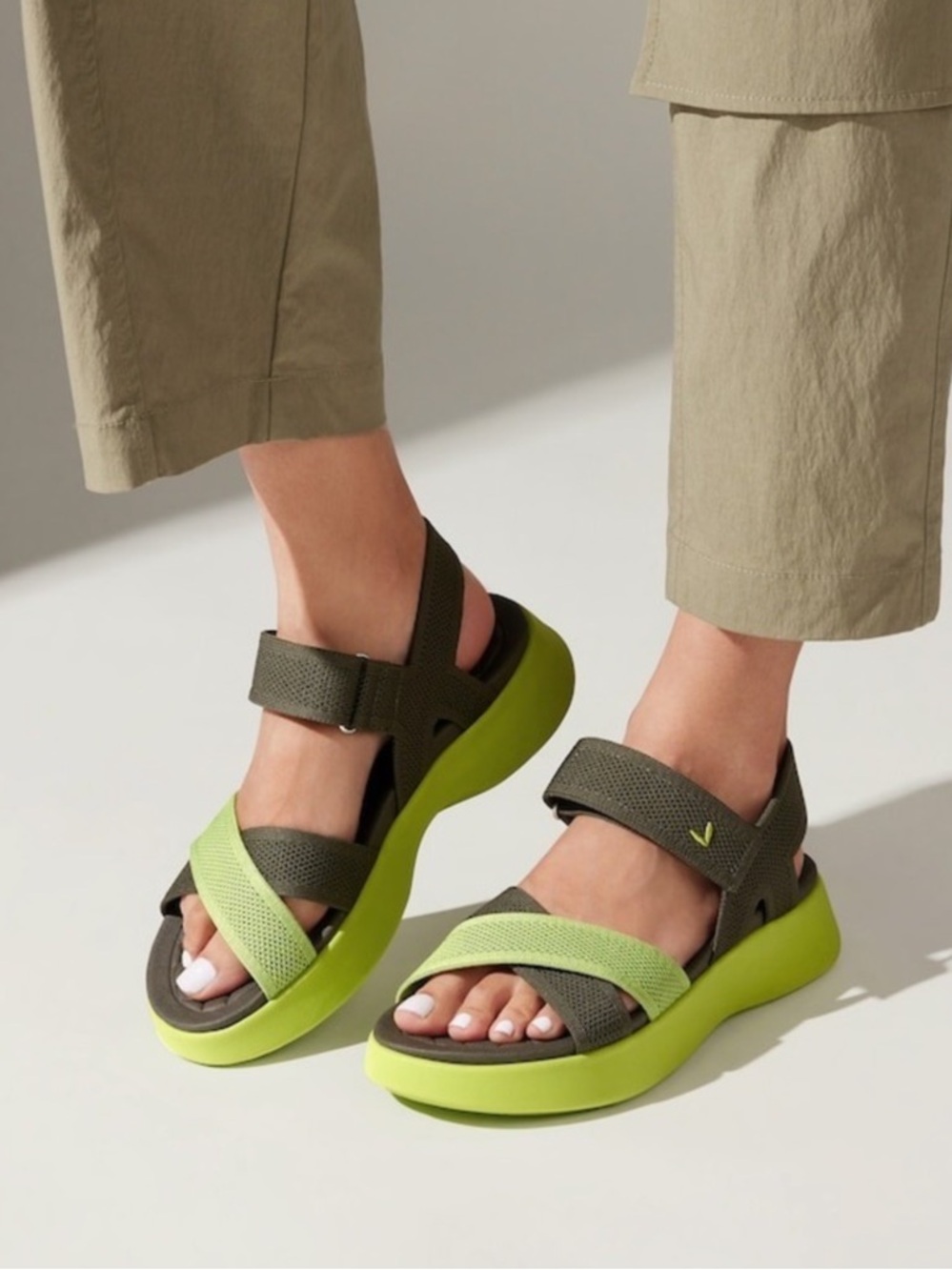 Kiara Olive and Lime Kids Sport Sandals